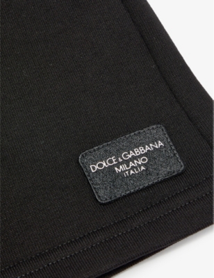 Shop Dolce & Gabbana Boys Black Kids Brand-patch Elasticated-waist Cotton-jersey Shorts 4-12 Years