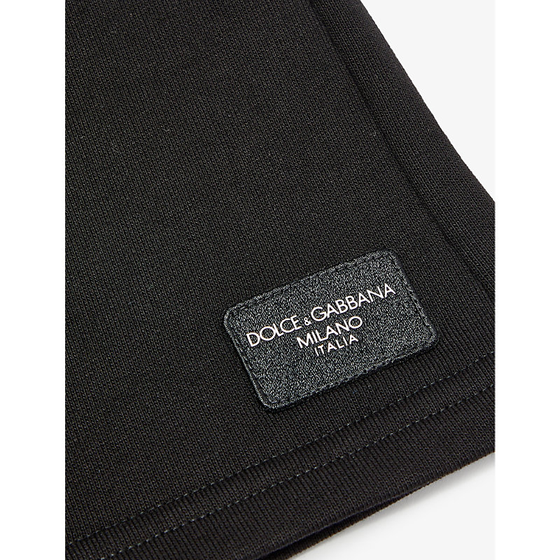 Shop Dolce & Gabbana Boys Black Kids Brand-patch Elasticated-waist Cotton-jersey Shorts 4-12 Years