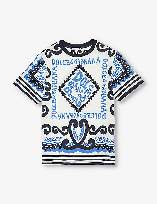 DOLCE & GABBANA: Brand-pattern short-sleeve cotton-jersey T-shirt 5-12 years