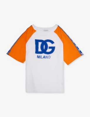 Dolce & Gabbana Kids' Logo Text-print Cotton-jersey T-shirt 8-12 Years In Combined Colour