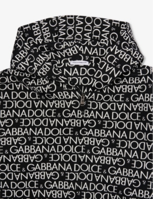 Shop Dolce & Gabbana Brand-patch Regular-fit Cotton-jersey Hoody 8-12+ Years In Dg Bianco Fdo.nero