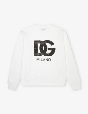 Dolce & Gabbana Sweatshirt Aus Baumwolle Mit Logodruck In Optical White