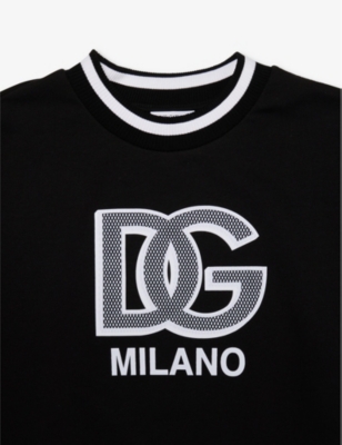 Shop Dolce & Gabbana Boys Black Kids Graphic-print Crewneck Cotton-jersey Sweatshirt 8-12+ Years