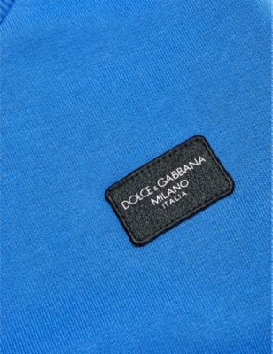 Shop Dolce & Gabbana Boys Medium Bluette Kids Brand-patch Regular-fit Cotton-jersey Sweatshirt 6-12 Years