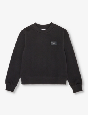 Dolce & Gabbana Kids' Logo-patch Regular-fit Cotton-jersey Sweatshirt 4-12 Years In Black
