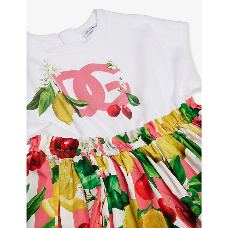 Shop Dolce & Gabbana Girls Combined Colour Kids Graphic-print Cotton-jersey Dress 4-12 Years