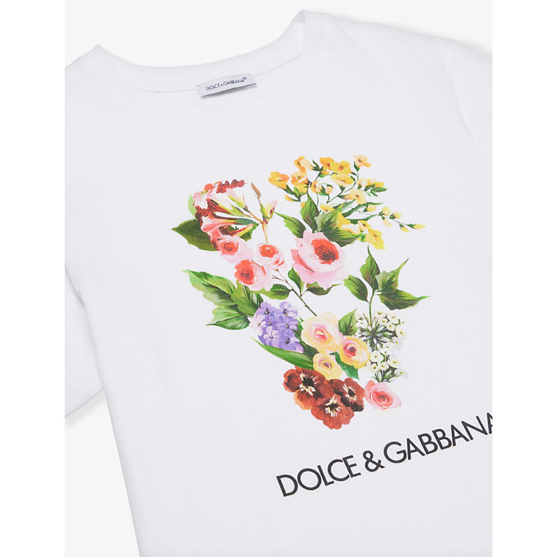 Shop Dolce & Gabbana Boys Optical White Kids Brand-print Crew-neckline Cotton-jersey T-shirt 6-12 Years