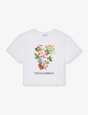 Dolce & Gabbana Kids' Brand-print Crew-neckline Cotton-jersey T-shirt 6-12 Years In Optical White
