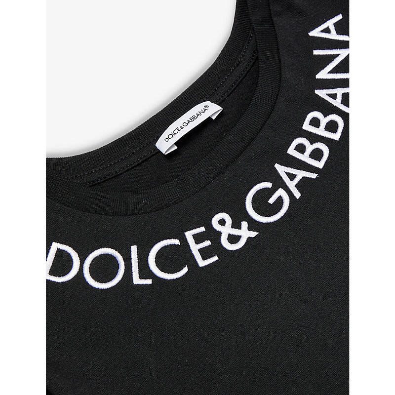 Shop Dolce & Gabbana Logo-print Short-sleeve Cotton-jersey T-shirt 6-12 Years In Black