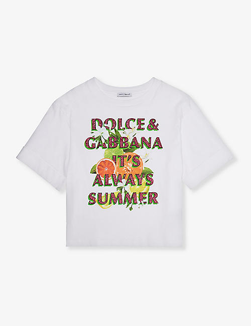 DOLCE & GABBANA: Graphic logo text-print cotton-jersey T-shirt 8-12 years