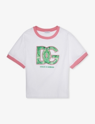 Dolce & Gabbana Kids' Logo-print Cotton-jersey T-shirt 8-12 Years In Optical White