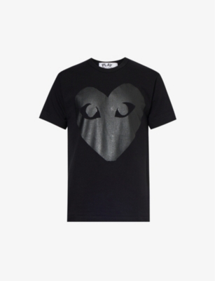 Comme De Garcon Play Mens Black Heart-print Crewneck Cotton-jersey T-shirt