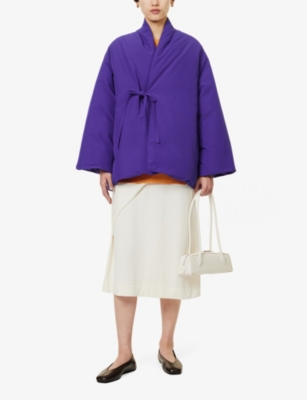 Shop Jil Sander Women's Astro Purple Shawl-collar Padded-shell Jacket