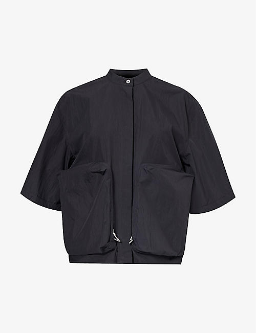 JIL SANDER: Zip-pocket round-neck cotton-blend shirt