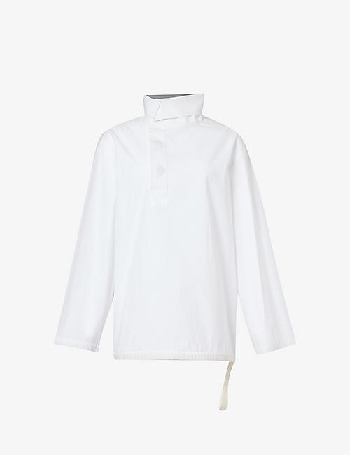 JIL SANDER: High-neck cotton-poplin shirt