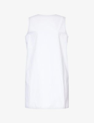 Jil Sander Womens Optic White Round-neck Regular-fit Cotton Mini Dress