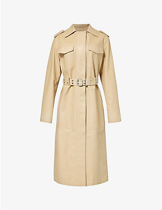 JIL SANDER: Spread-collar belted leather trench coat