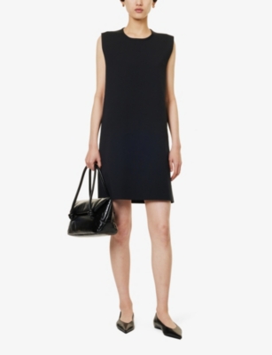 Shop Jil Sander Round-neck Sleeveless Knitted Mini Dress In Black