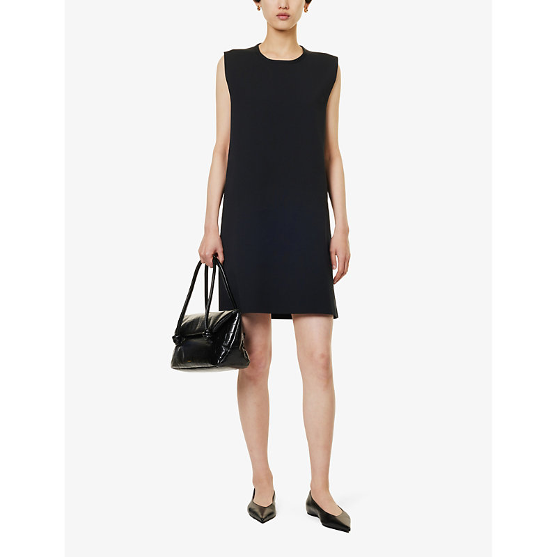 Shop Jil Sander Women's Black Round-neck Sleeveless Knitted Mini Dress