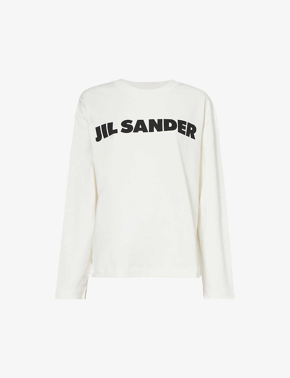 Shop Jil Sander Logo-print Long-sleeved Cotton-jersey T-shirt In Porcelain