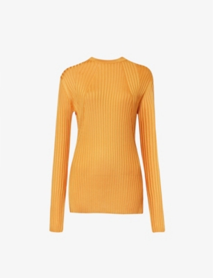 Jil Sander Womens Amber Ribbed Slim-fit Knitted Top