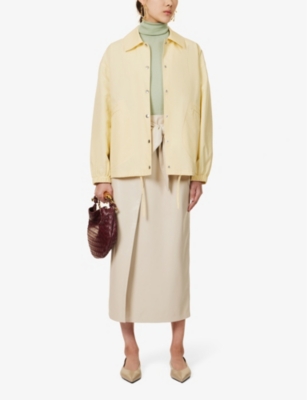 Shop Jil Sander Womens Light Pastel Y Brand-print Collared Cotton Jacket