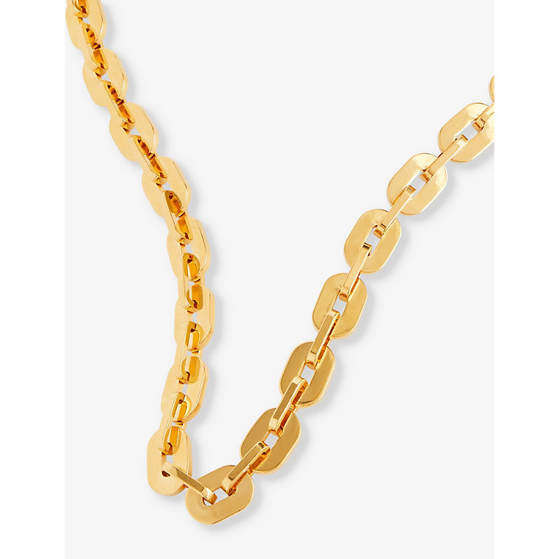 Shop Jil Sander Women's Gold Engraved-branding Gold-tone Brass Necklace