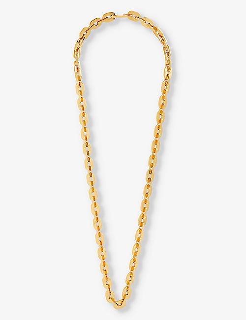 JIL SANDER: Engraved-branding gold-tone brass necklace