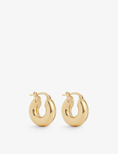 JIL SANDER: Classic brand-engraved gold-tone brass earrings