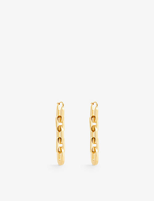 JIL SANDER: Brand-engraved chain brass drop earrings
