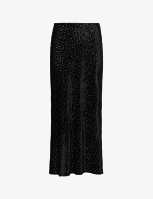 Shop Reformation Women's Black Burnout Floral Layla Floral-pattern Woven-blend Midi Skirt