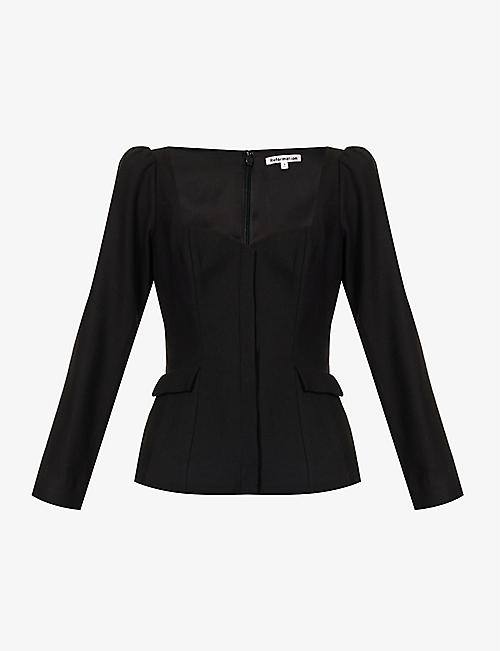REFORMATION: Edie sweetheart-neck concealed-placket woven top
