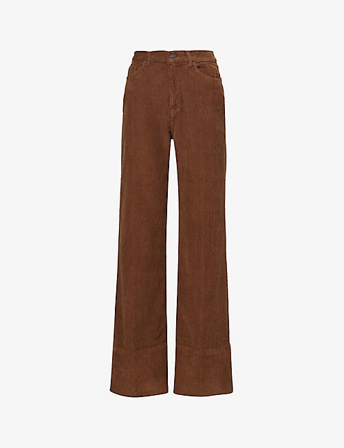 REFORMATION: Penney high-rise flared-cuff organic-cotton trousers