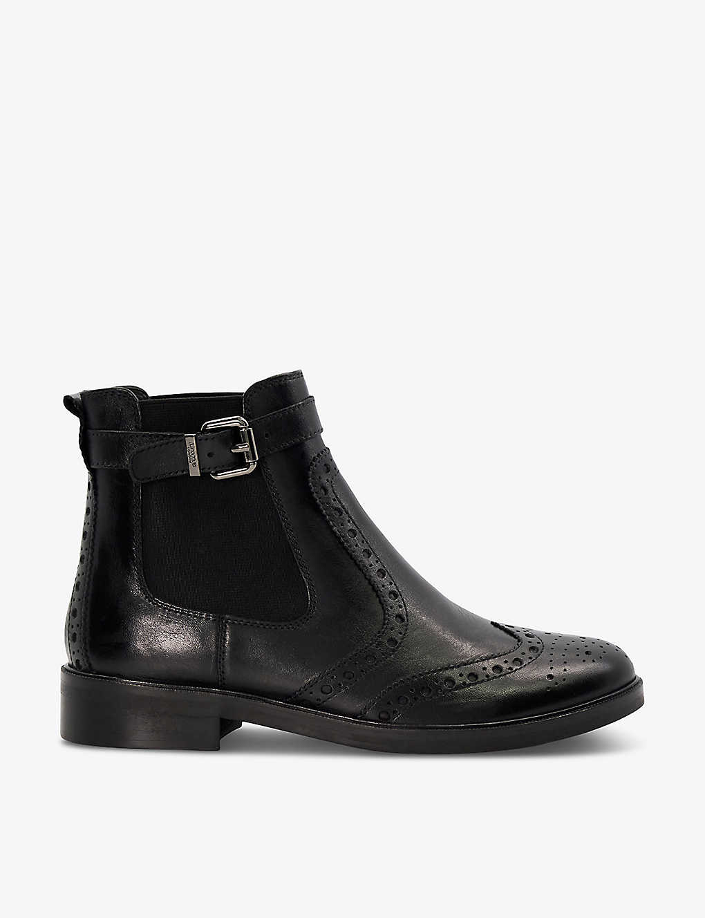 Dune Womens Black-leather Question Brogue-design Leather Chelsea Boots