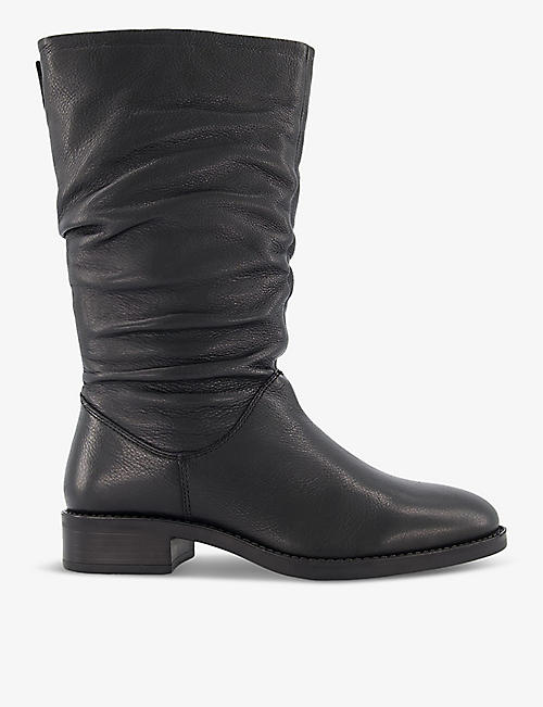 DUNE: Tyling ruched-top leather calf boots