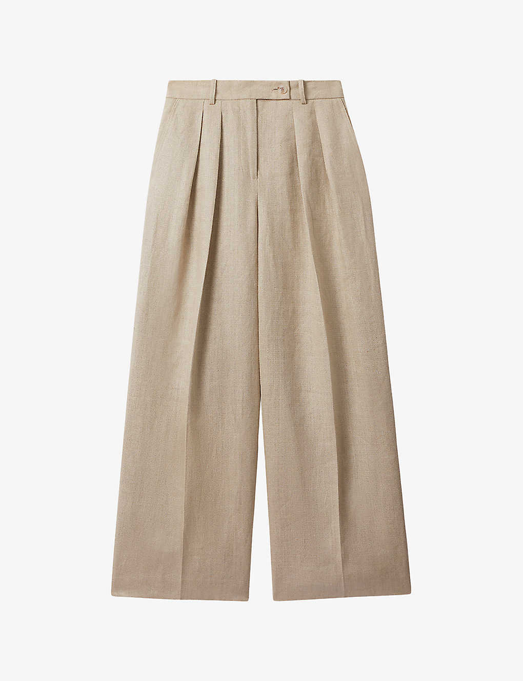 Shop Reiss Cassie Wide-leg High-rise Linen Trousers In Natural