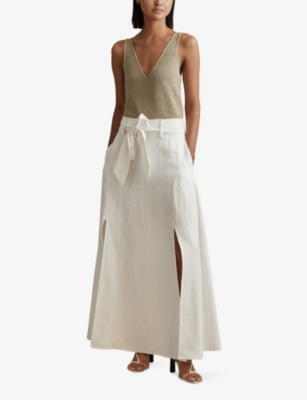 REISS: Mika V-neck metallic knitted vest