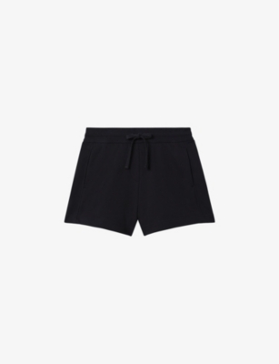 Reiss Navy Cotton Blend Drawstring Shorts In Navy