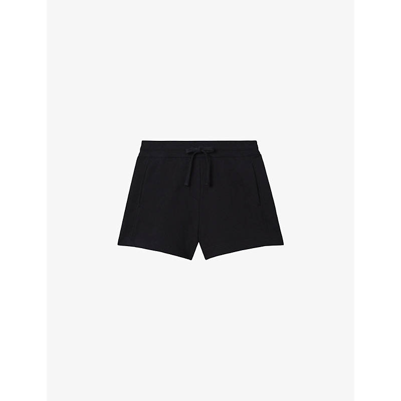 Shop Reiss Cody Relaxed-fit High-rise Cotton Shorts In Navy