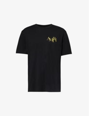 Amiri Mens Black Crystal Champagne Cotton-jersey T-shirt In Black