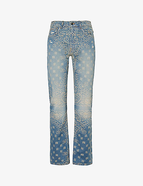 AMIRI: Bandana-pattern straight-leg mid-rise jeans