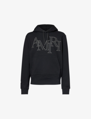Amiri Mens Black Logo-appliqué Cotton-jersey Hoody
