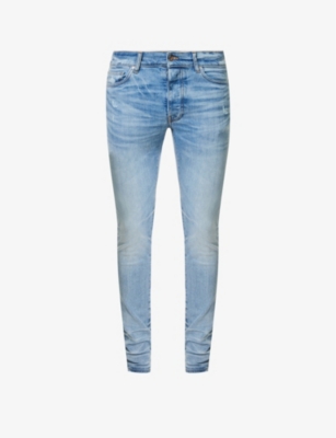 Amiri Mens Perfect Indigo Stack Distressed Slim-fit Stretch-denim Jeans In Blue