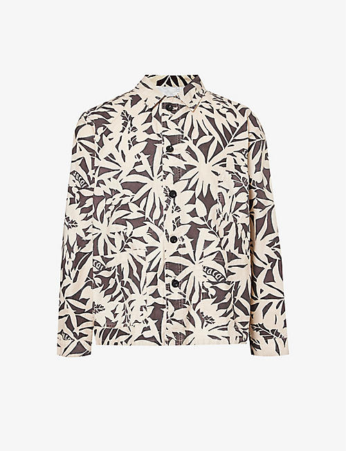 SACAI: Leaf-print patch-pocket cotton jacket