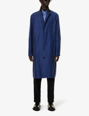 Shop Sacai Men's Blue Sac Moleskin Coat