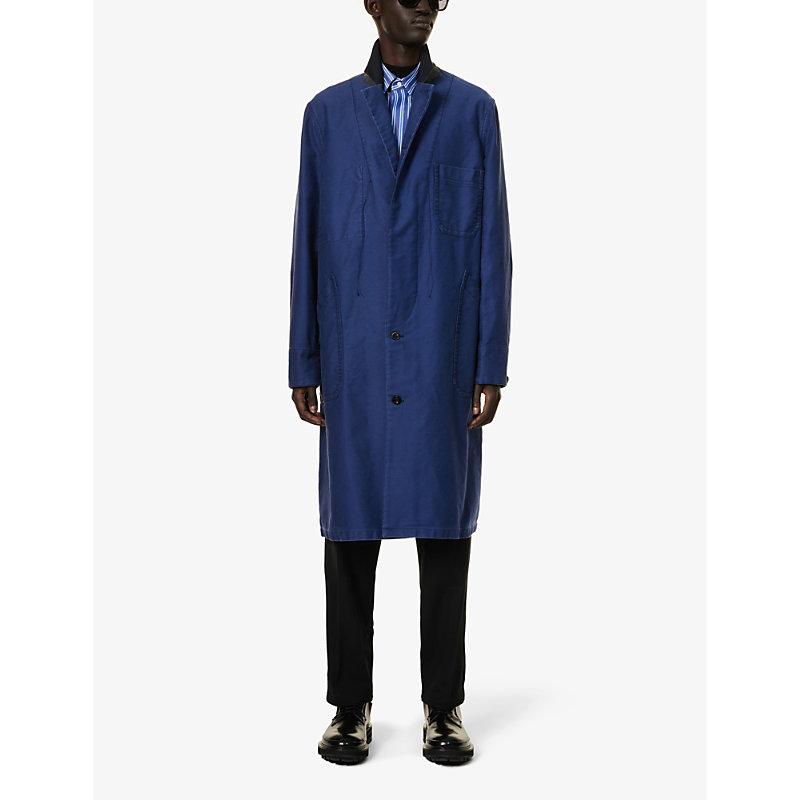 Shop Sacai Sac Moleskin Coat In Blue
