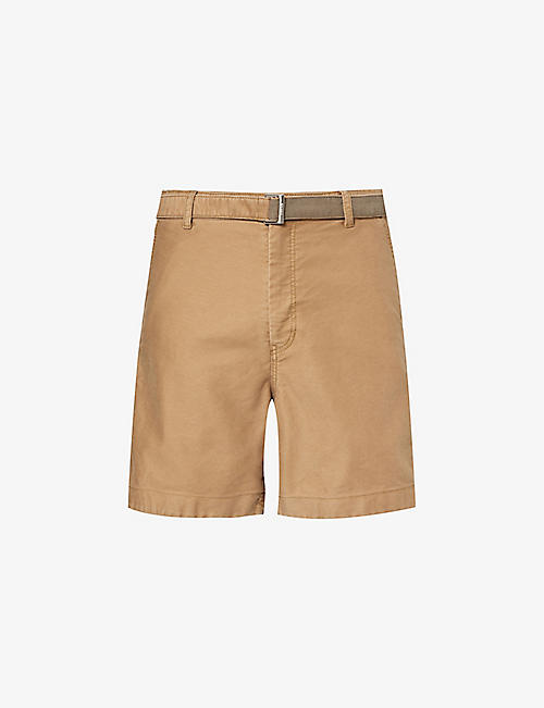 SACAI: Integrated-belt regular-fit cotton shorts