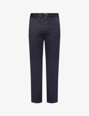 SACAI: Integrated-belt tapered-leg cotton trousers