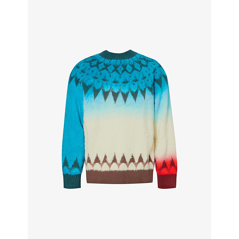 Sacai Blue Jacquard Sweater