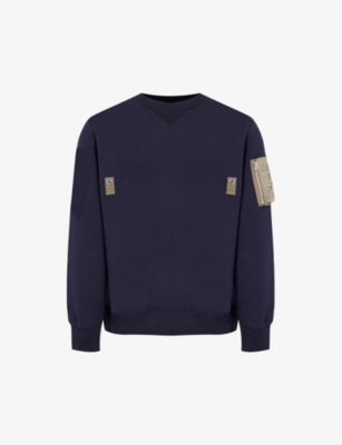 SACAI: Contrast-panel cotton-blend sweatshirt